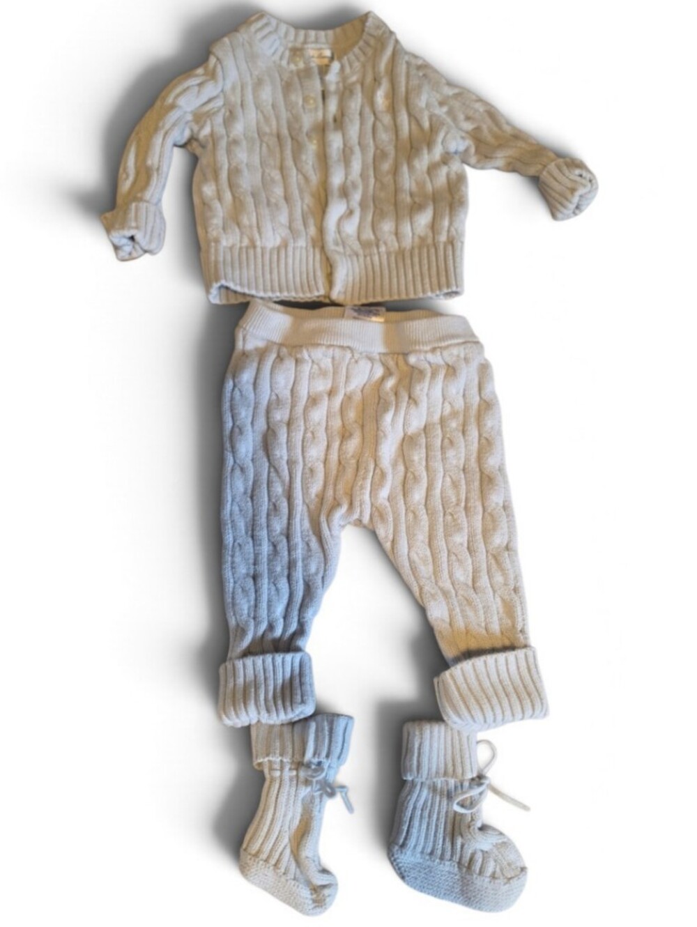 Ralph Lauren Baby Blue Baby Polo Set Cable Knit  One-Piece Footie Set 6 Months